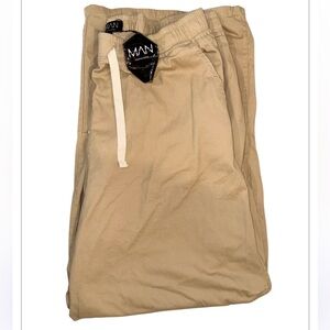 Boohoo Man NWT Men's Khaki Drawstring Cargo big/tall Pants Size 5XL